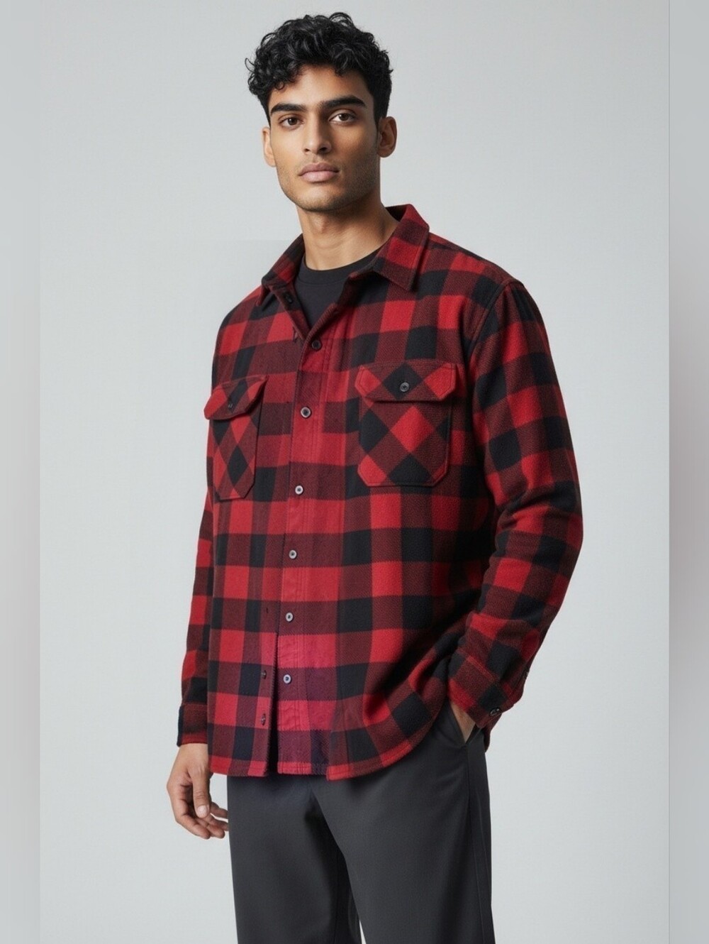 Wrangler Authentics Mens Red & Black Buffalo Plaid Shirt Size 2X Soft & Comfy